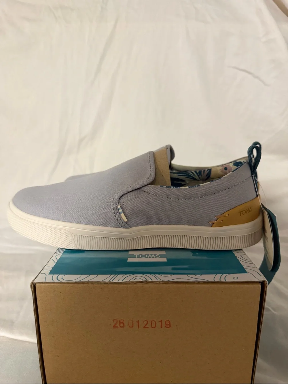 Toms Women’s Slip-On Sneakers in Light Gray and Cream Sole
